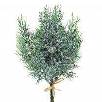 Dekozweig Wacholder mit Zapfen Grün-Geeist, Blau gewaschen 25cm 2St.