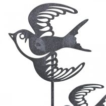 Metalldeko zum Hängen, Schwalben, Wandschmuck Silbern, Weiß gewaschen H47,5cm
