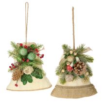 Artikel Rustikale Weihnachtsglocken Wanddekoration Jute Tannenzweige Zapfen