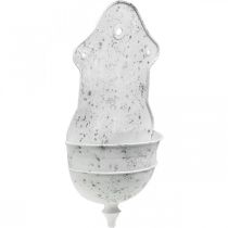 Shabby Chic Wandschale Metall Halbrund Weiß 24cm×10cm×47cm