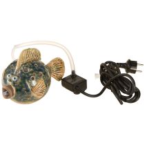 Artikel Wasserspeier Keramik Figur Fisch Blau Braun 20×11×13,5cm - Maritim Dekoration