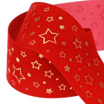Artikel Weihnachtsband Rot mit Sternen Drahtkante 60mm 20m Dekoration Geschenkverpackung