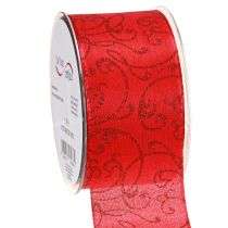 Artikel Festliches Weihnachtsband Rot mit Floralen Ornamenten 60mm 15m Geschenk & Deko