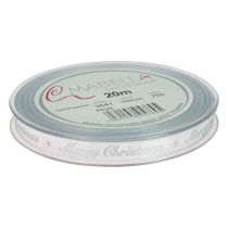 Artikel Weihnachtsband Merry Christmas Band Silber Weiß 10mm 20m