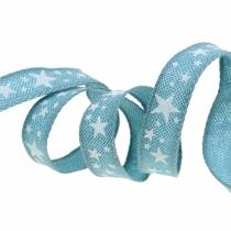 Juteband mit Sternmotiv Blau 15mm 15m