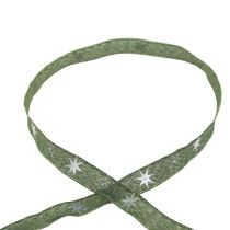 Weihnachtsband Sterne Geschenkband Grün Silbern 15mm 20m