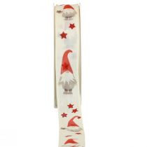 Geschenkband Weihnachtsband Wichtel Creme 25mm 20m