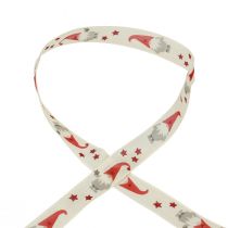 Geschenkband Weihnachtsband Wichtel Creme 25mm 20m