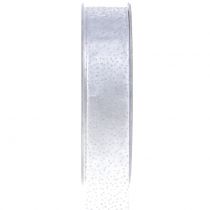 Weihnachtsband mit Glimmer Weiß 25mm 20m