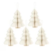 Artikel Hängedeko Weihnachtsbaum Papier Weiß Silber 20cm 5er Set