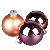 Artikel Glas-Weihnachtskugeln Rosa Apricot 24 Stück Ø6cm für festliche Deko