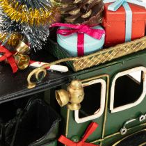 Artikel Weihnachtsdeko Auto aus Metall in Grün mit Geschenken und Baum 15x7x16cm