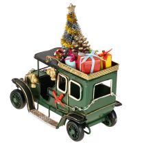 Artikel Weihnachtsdeko Auto aus Metall in Grün mit Geschenken und Baum 15x7x16cm