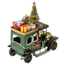 Artikel Weihnachtsdeko Auto aus Metall in Grün mit Geschenken und Baum 15x7x16cm