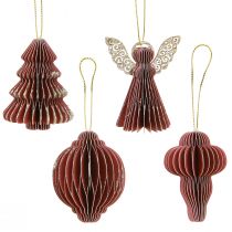 Artikel Weihnachtsdeko Papier Baumschmuck Bordeaux FSC 6cm 12 Stück - Eleganter Christbaumschmuck
