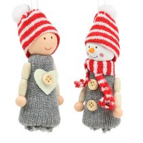 Artikel Weihnachtsdeko Figuren 10cm Grau, Rot 6St