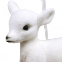 Artikel Weihnachtsdeko Rentier beflockt zum Hängen Weiß Schwarz 2 St