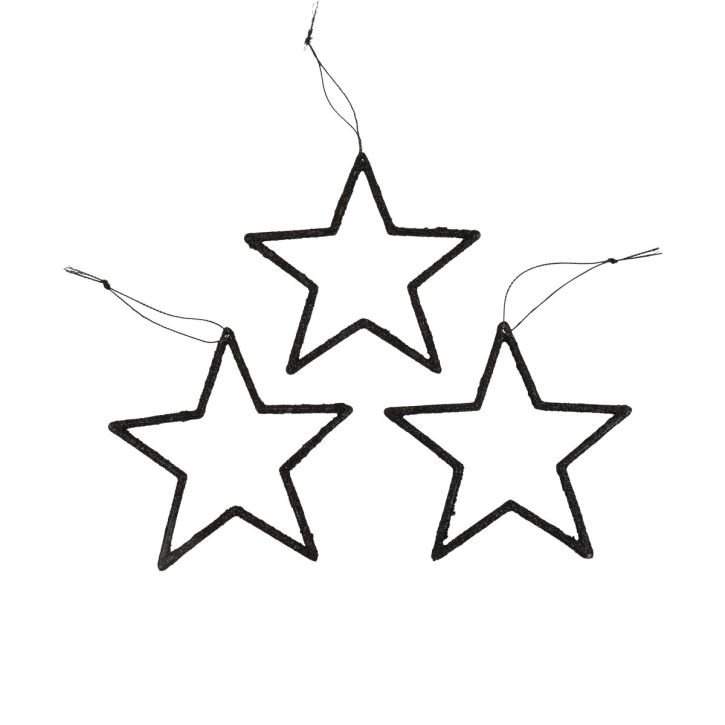 Artikel Weihnachtsdeko Stern Anhänger Schwarz Glitter 12cm 12 St