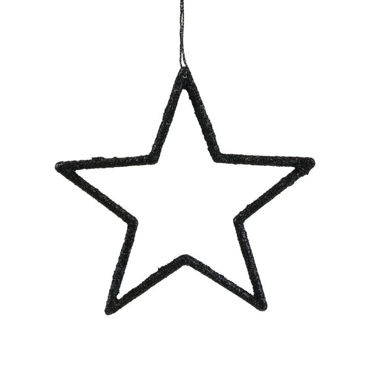 Artikel Weihnachtsdeko Stern Anhänger Schwarz Glitter 12cm 12 St