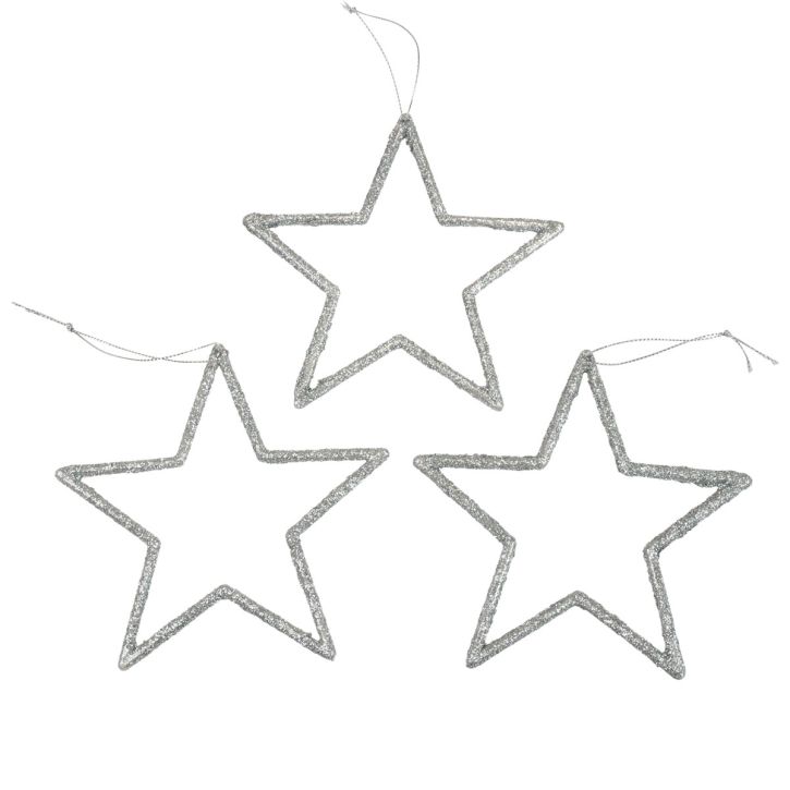 Artikel Weihnachtsdeko Stern Anhänger Silbern Glitter 12cm 12 St