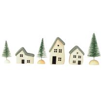 Artikel Weihnachtsdorf Holz Set mit Tannen FSC-zertifiziert 6-teilig für Dekorateure