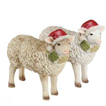 Artikel Weihnachtliche Schaf-Figuren mit Mütze und Schal, Deko-Set 16cm, 2-teilig