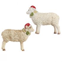 Artikel Weihnachtliche Schaf-Figuren mit Mütze und Schal, Deko-Set 16cm, 2-teilig