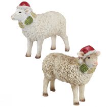 Artikel Weihnachtliche Schaf-Figuren mit Mütze und Schal, Deko-Set 16cm, 2-teilig