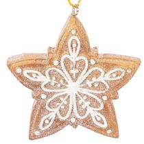 Artikel Weihnachtsanhänger Kunststoff Lebkuchenoptik 6cm Nussknacker Stern Baum Kranz 4er Set