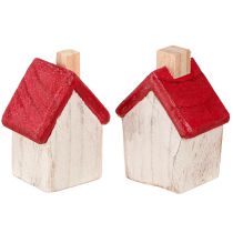 Artikel Weihnachtshäuschen Holz Weihnachtsdeko Rot Weiß Set 7cm 6 St. – Charmante Tischdeko für Weihnachten