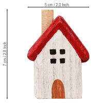 Artikel Weihnachtshäuschen Holz Weihnachtsdeko Rot Weiß Set 7cm 6 St. – Charmante Tischdeko für Weihnachten