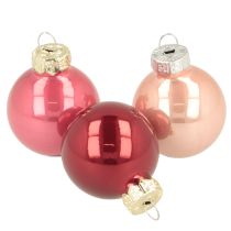 Artikel Weihnachtskugeln Glas 3cm Rot/Rosa 22 Stück