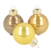 Artikel Mini-Christbaumkugel-Set Glas glänzend 3 cm Kupferbraun Orange Goldgelb 22 Stück