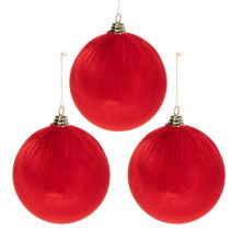 Artikel Weihnachtskugel Rot Samtoptik Ø 20 cm 3er-Set für Innenräume