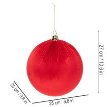 Artikel Weihnachtskugel Rot Samt Ø25cm Aufhänger 2 Stück Innenbereich