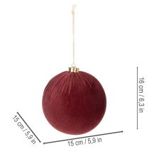 Artikel Weihnachtskugel aus Styropor Weinrot mit Samtüberzug 15 cm 3er-Set