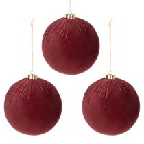 Artikel Weihnachtskugel aus Styropor Weinrot mit Samtüberzug 15 cm 3er-Set