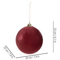 Artikel Weihnachtskugel Samtoptik Rot 20 cm aus Styropor mit Textilüberzug 3er-Set