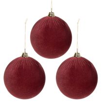 Artikel Weihnachtskugel Samtoptik Rot 20 cm aus Styropor mit Textilüberzug 3er-Set