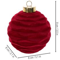 Artikel Samtige Weihnachtskugeln Kunststoff Weinrot 8cm 12 Stück
