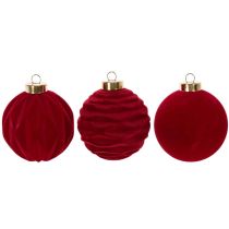 Artikel Samtige Weihnachtskugeln Kunststoff Weinrot 8cm 12 Stück