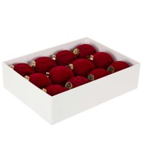 Artikel Samtige Weihnachtskugeln Kunststoff Weinrot 8cm 12 Stück