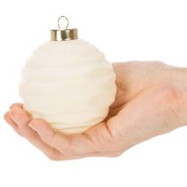 Artikel Weihnachtskugel-Set Kunststoff Cremeweiß Strukturiert 8cm 12 Stück