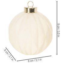 Artikel Weihnachtskugel-Set Kunststoff Cremeweiß Strukturiert 8cm 12 Stück