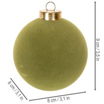 Artikel Christbaumkugeln Kunststoff Moosgrün Samtoptik Struktur-Mix Ø 8 cm 12 Stück