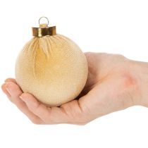Artikel Weihnachtskugel 8cm Samtoptik Mix Cremeweiß Beige Braun 12er Set Innenbereich