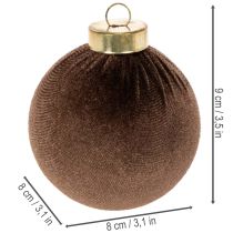 Artikel Weihnachtskugel 8cm Samtoptik Mix Cremeweiß Beige Braun 12er Set Innenbereich