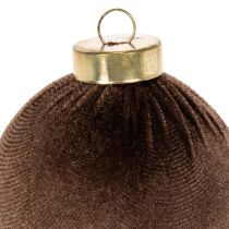 Artikel Weihnachtskugel 8cm Samtoptik Mix Cremeweiß Beige Braun 12er Set Innenbereich