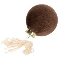 Artikel Weihnachtskugel 8cm Samtoptik Mix Cremeweiß Beige Braun 12er Set Innenbereich