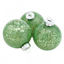 Artikel Weihnachtskugel, Baumschmuck, Christbaumkugel Grün marmoriert H4,5cm Ø4cm Echtglas 24 St